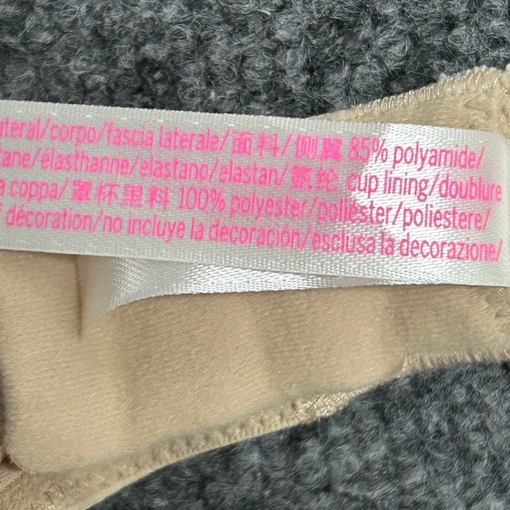 Pink Bra Womens Size 34B Beige Push Up Padded Adjustable Straps Everyday Comfort